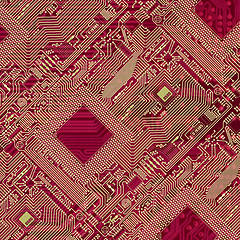 Image showing Printed red industrial circuit board pattern