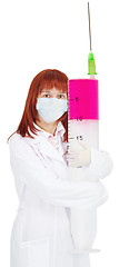 Image showing Nurse with huge syringe