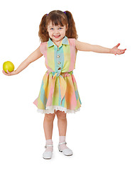 Image showing Happy girl with apple in hand, isolated on white