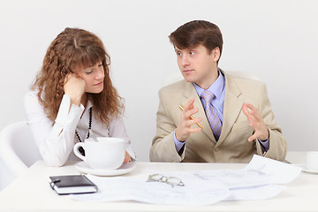 Image showing Man explains that a woman who falls asleep from boredom