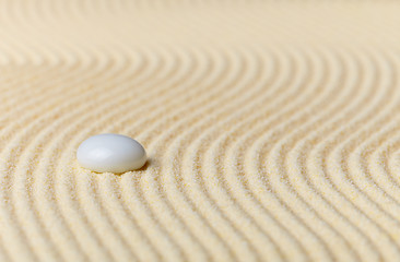 Image showing Composition on Zen garden - sand, and glass drop