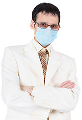 Image showing Businessman in sterile medical mask
