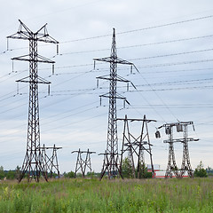 Image showing Several high-voltage transmission lines