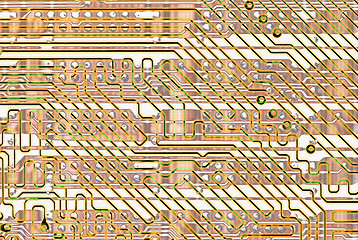 Image showing Abstract background - golden circuit board