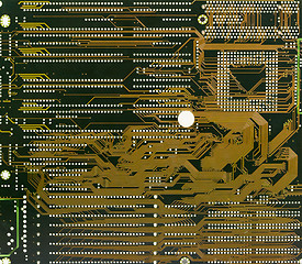 Image showing Circuit board electronic darck green background