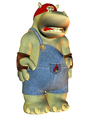 Image showing Hippo with dungarees