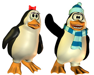 Image showing Friendly married penguin