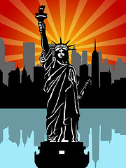 Image showing Statue of Liberty Black and White Illustration