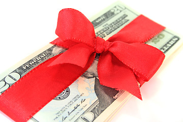 Image showing Dollar bills with bow