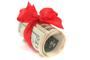 Image showing Dollar bills with bow