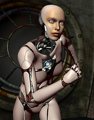 Image showing Running robots woman