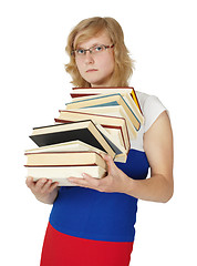 Image showing Student holds a textbooks isolated on white