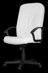 Image showing Large white office chair isolated on black