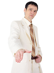 Image showing Not a friendly young man in a business suit