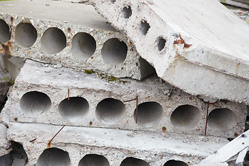 Image showing Old concrete plates on dump