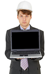 Image showing Engineer - builder shows a computer screen