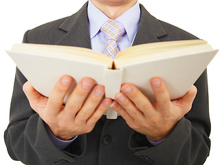 Image showing Man reads big book, isolated on white