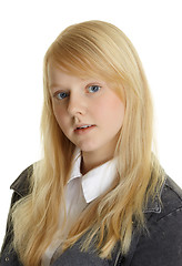 Image showing Portrait of beautiful young girl - blonde on white