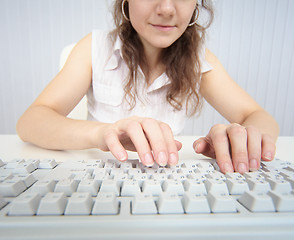 Image showing Woman working at computer keyboard