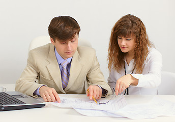 Image showing Young engineers in office at work