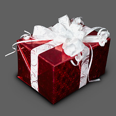 Image showing Gift in red box with a ribbon