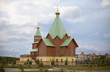 Image showing Modern Christian wooden church