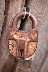 Image showing Big ancient rusty padlock