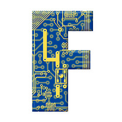 Image showing Letter from electronic circuit board alphabet on white backgroun