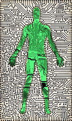 Image showing Silhouette of man - electronic components