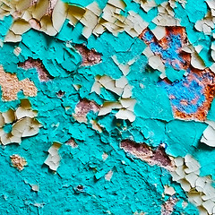 Image showing Damaged paint on surface of old wall