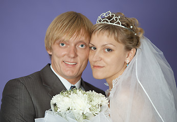 Image showing First family portrait of groom and bride