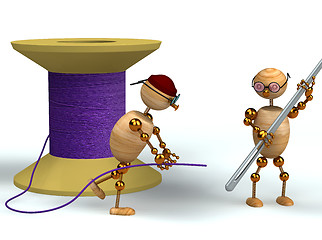 Image showing 3d man and purple bobbin with needle