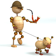 Image showing 3d wood man as a detective