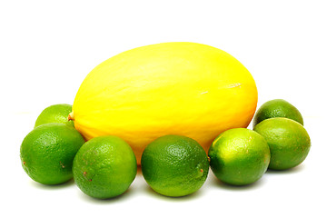 Image showing Yellow melon with green laime