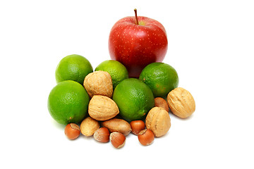 Image showing Green laime with nuts, apple