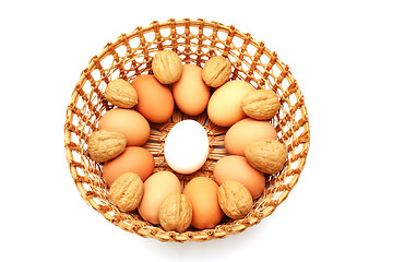 Image showing Eggs with nuts in the basket