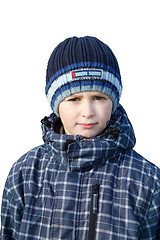 Image showing Small boy dressed to winter cloth isolated