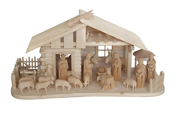 Image showing Nativity Scene made of wood, isolated