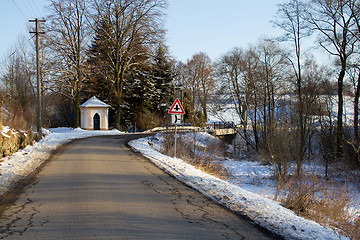 Image showing Winter road on a sunny frosty day