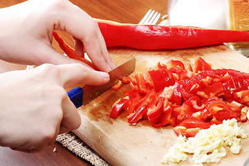 Image showing Chopping vegetables