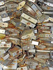 Image showing Many old locks closed