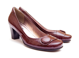 Image showing The pair of brown woman's shoes