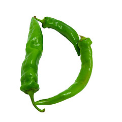 Image showing Letter D composed of green peppers