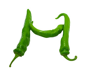 Image showing Letter H composed of green peppers