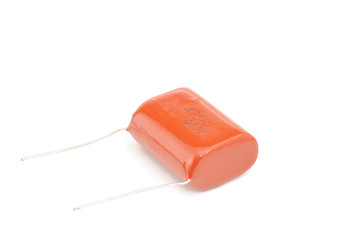 Image showing Orange  capacitor  isolated on white 