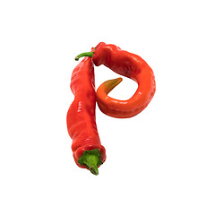 Image showing Letter P composed of chili peppers