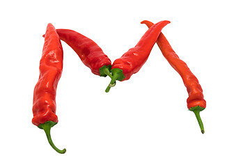 Image showing Letter M composed of chili peppers
