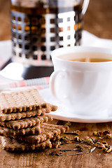 Image showing herbal tea and some fresh cookies 