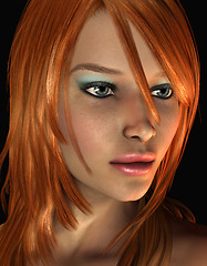 Image showing Portrait young woman with red hair