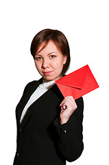 Image showing Pretty young business woman with envelope